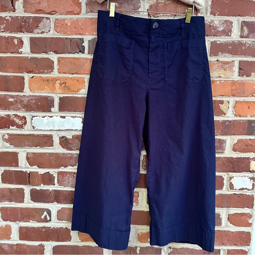 Maeve by Anthropologie Navy Wide-Leg Colette Cropped Pants Magic fabric 31P